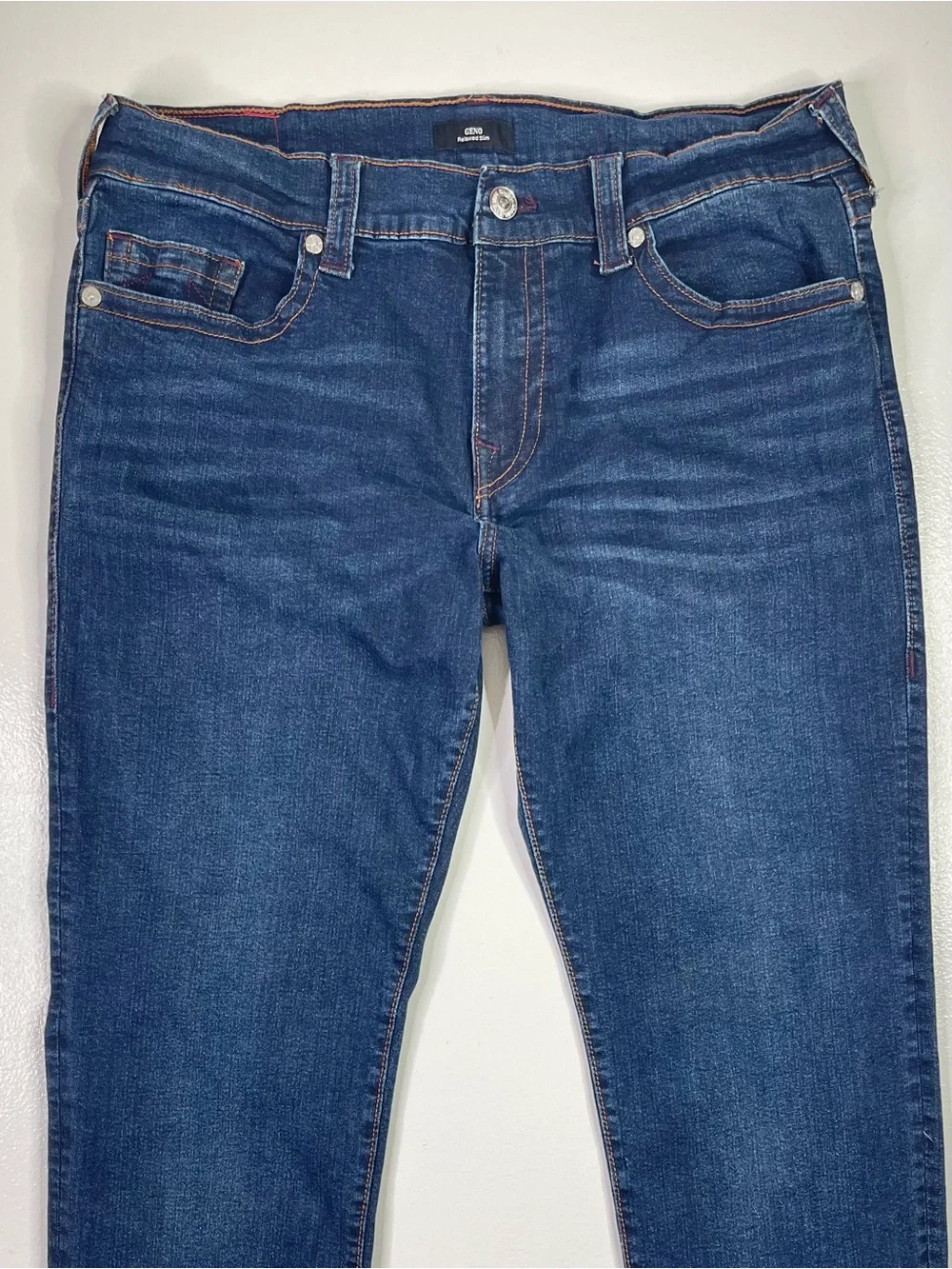 True Religion Geno Slim Fit Dark Wash Stretch Jeans Size 36x34